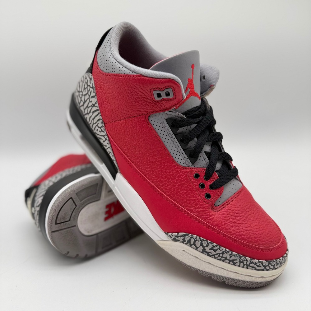 Jordan 3 Retro Mens 11.5 SE Red Cement Fire Red CK5692-600 Basketball Shoes